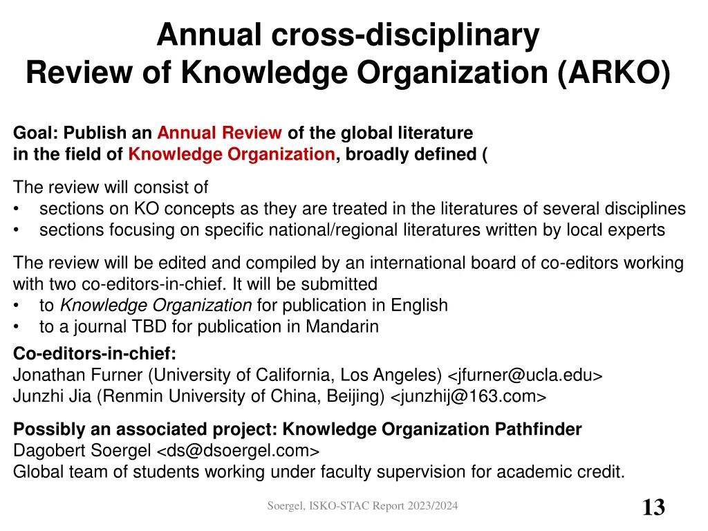 annual cross disciplinary review of knowledge