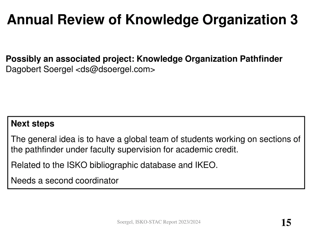 annual review of knowledge organization 3