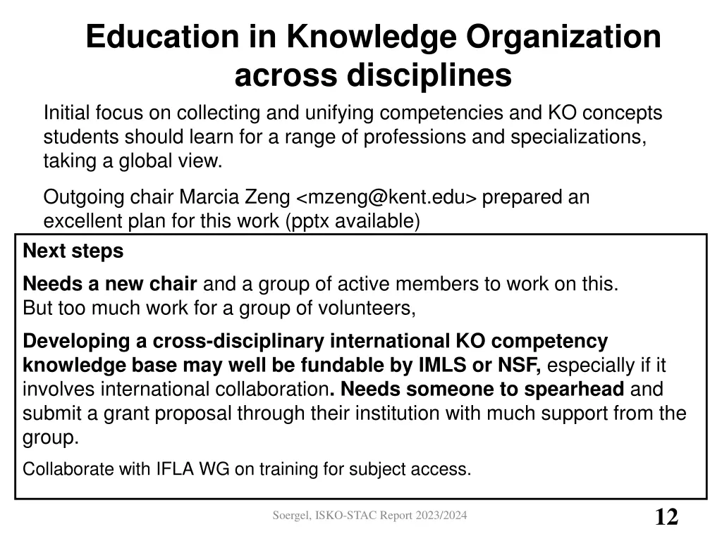 education in knowledge organization across