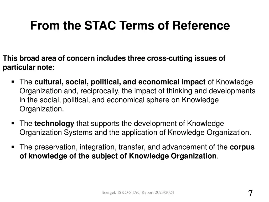 from the stac terms of reference 1