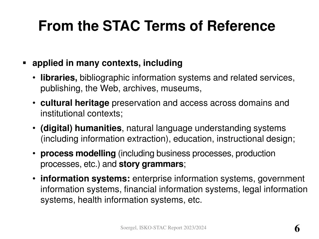 from the stac terms of reference