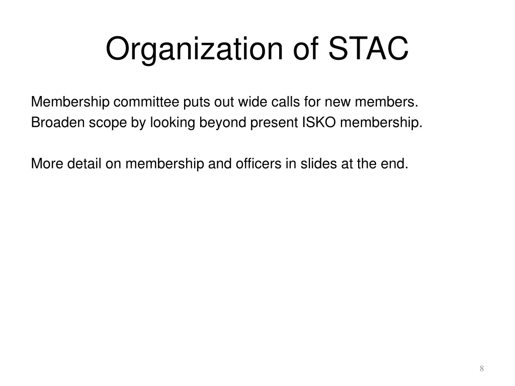 organization of stac