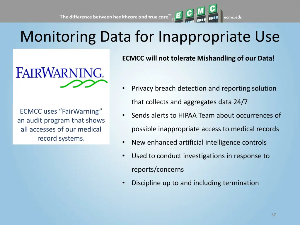 monitoring data for inappropriate use