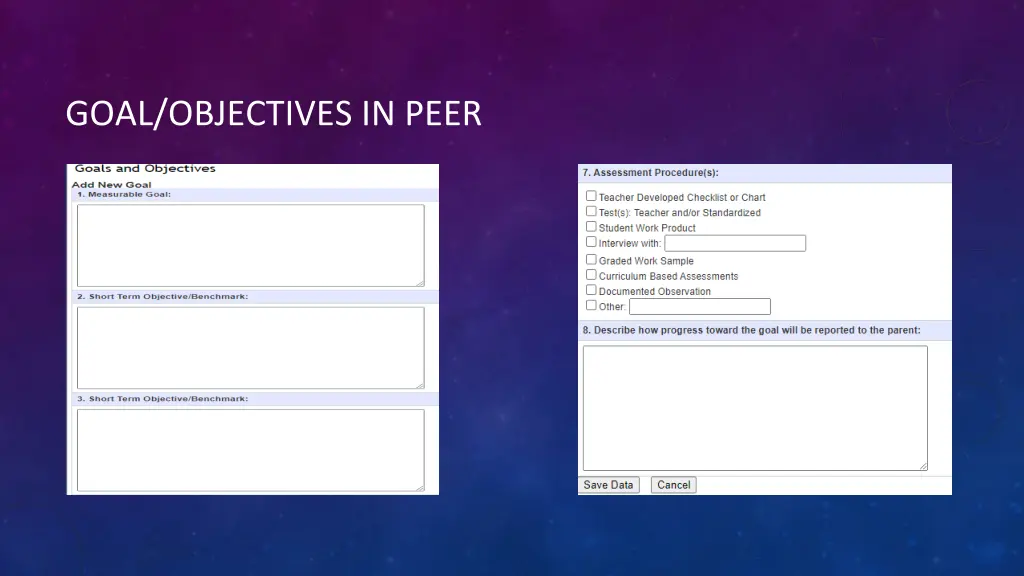 goal objectives in peer