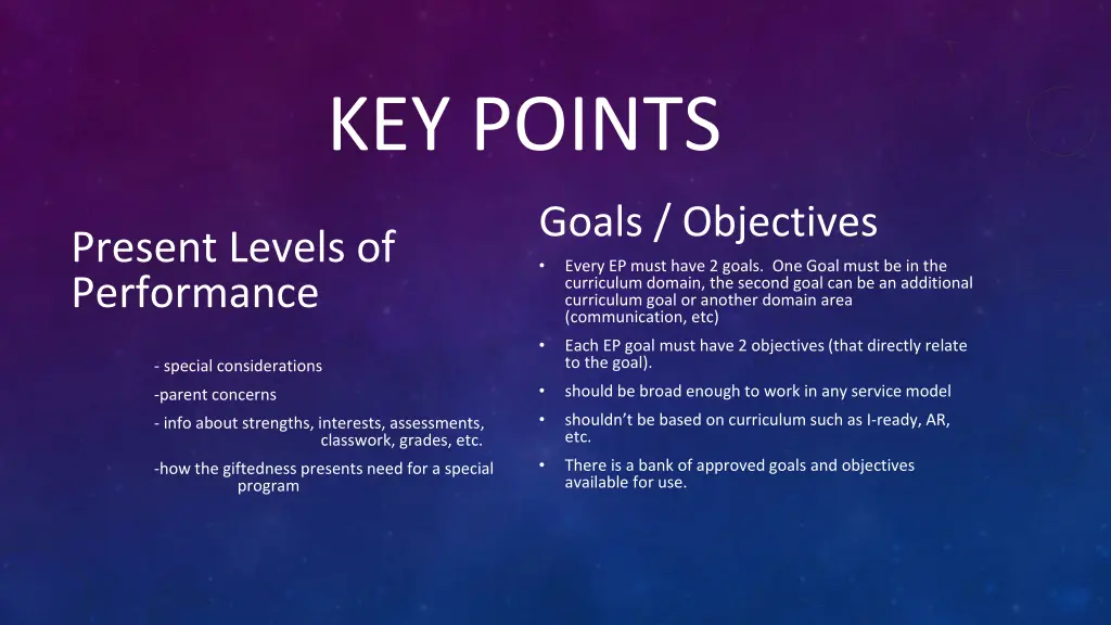 key points