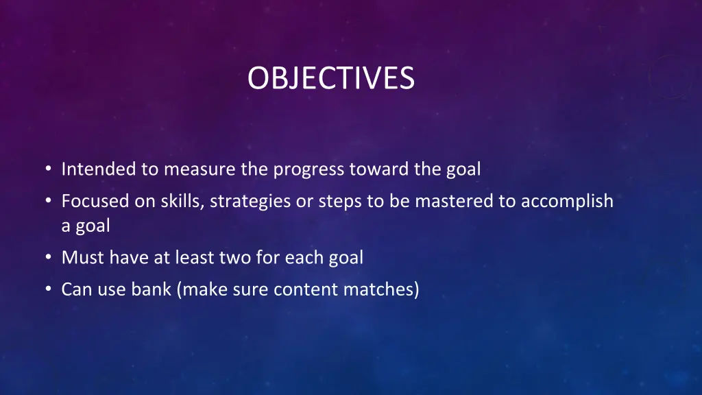 objectives