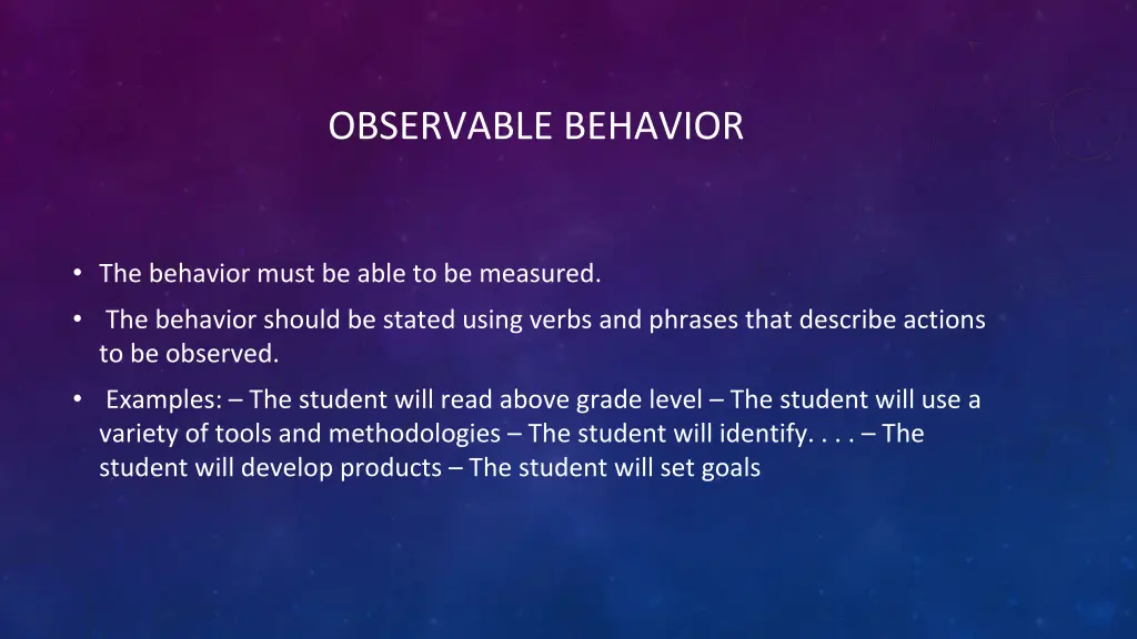 observable behavior
