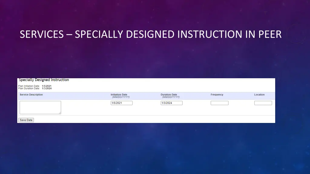 services specially designed instruction in peer