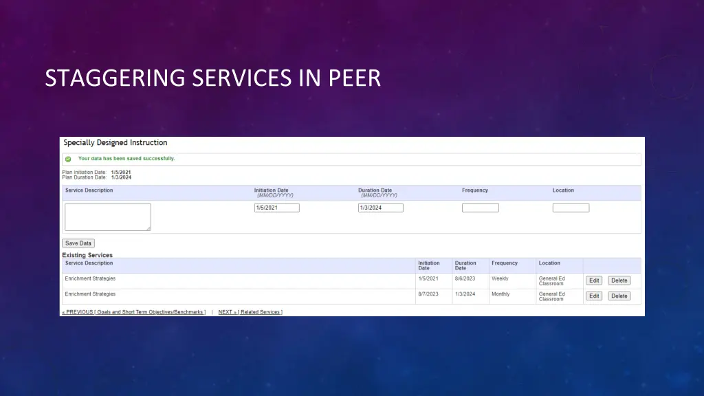 staggering services in peer