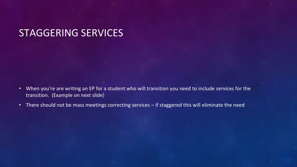 staggering services
