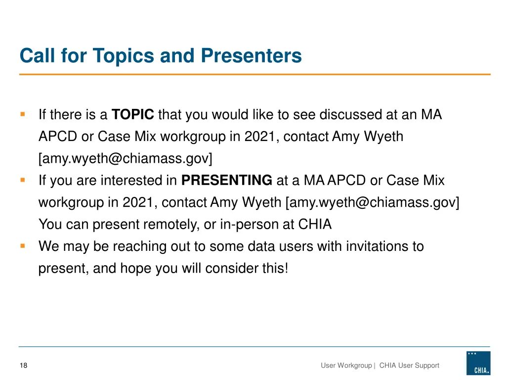 call for topics and presenters