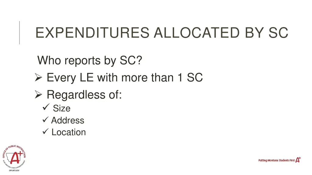 expenditures allocated by sc