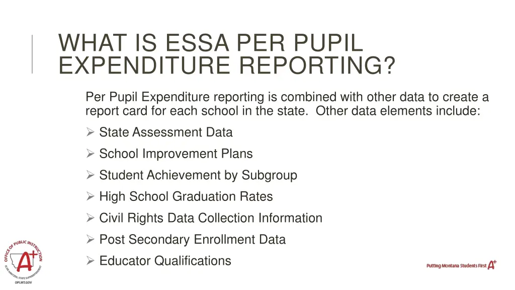 what is essa per pupil expenditure reporting 1