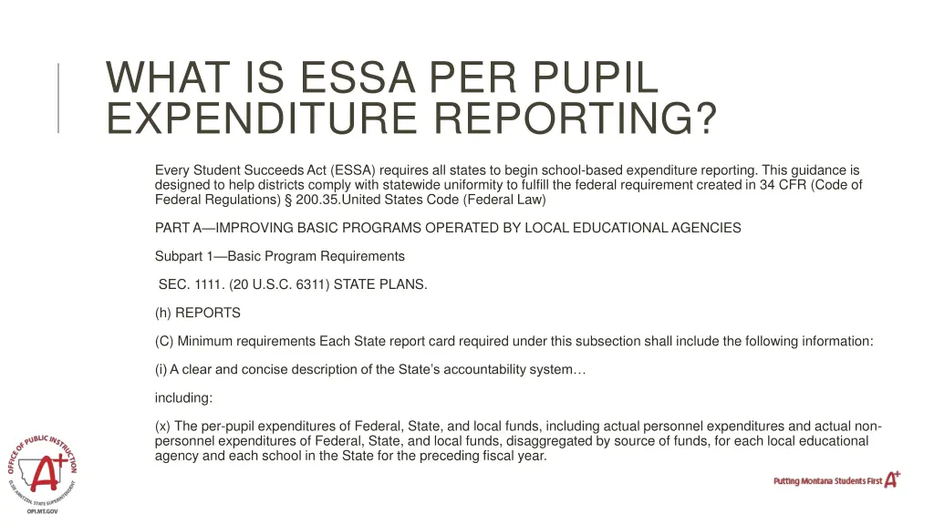 what is essa per pupil expenditure reporting