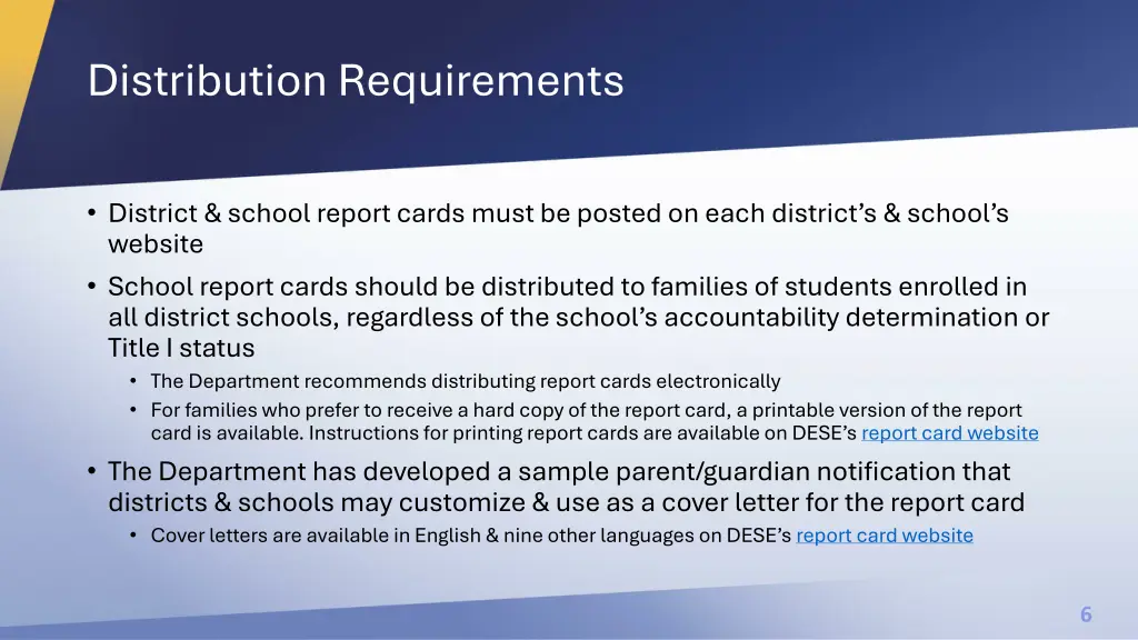 distribution requirements