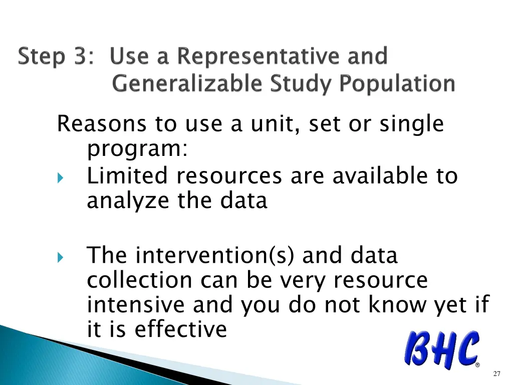 reasons to use a unit set or single program