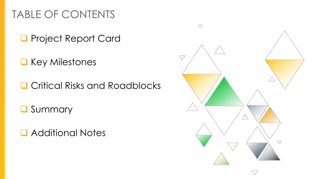 table of contents