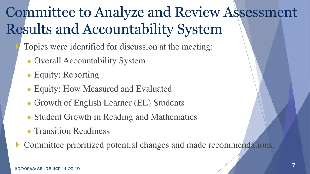 committee to analyze and review assessment 1
