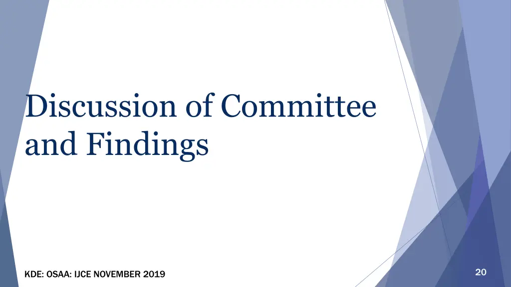 discussion of committee and findings