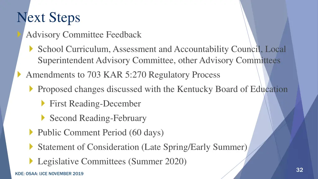 next steps advisory committee feedback school