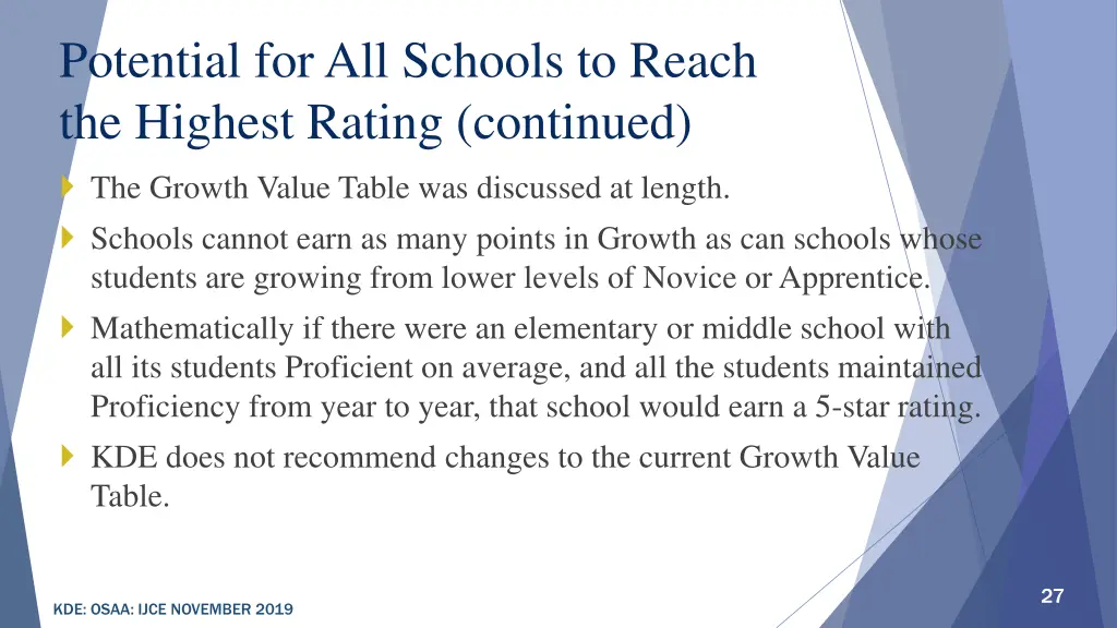 potential for all schools to reach the highest 1