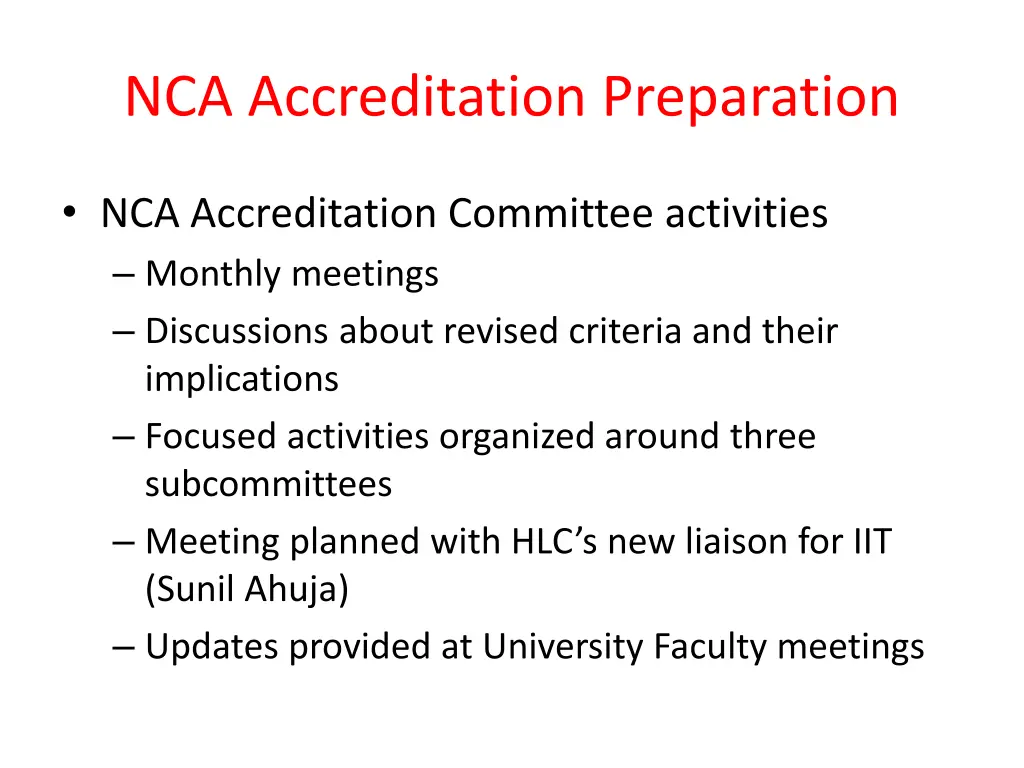 nca accreditation preparation