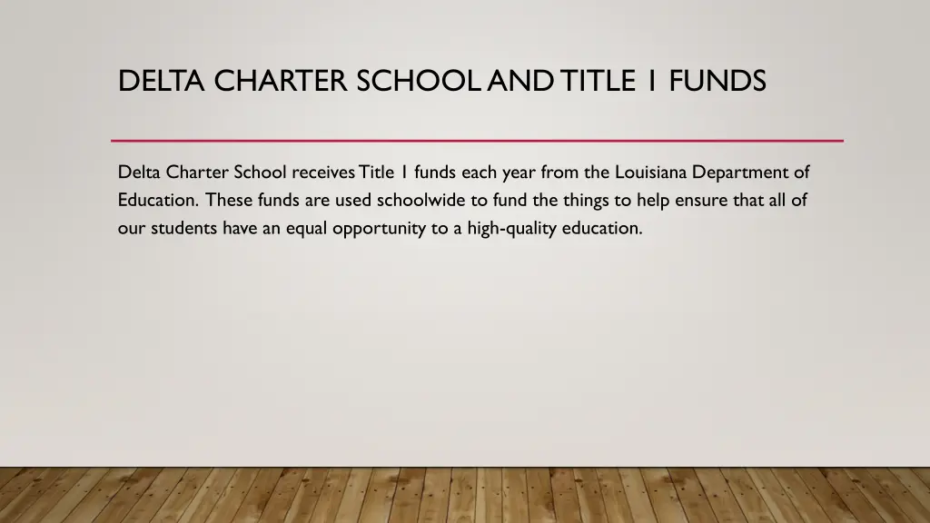 delta charter school and title 1 funds