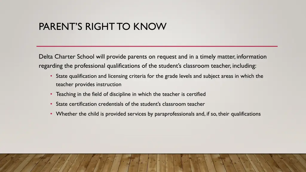 parent s right to know
