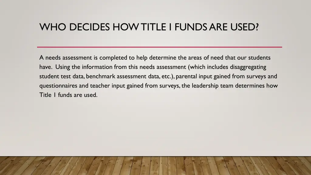 who decides how title i funds are used