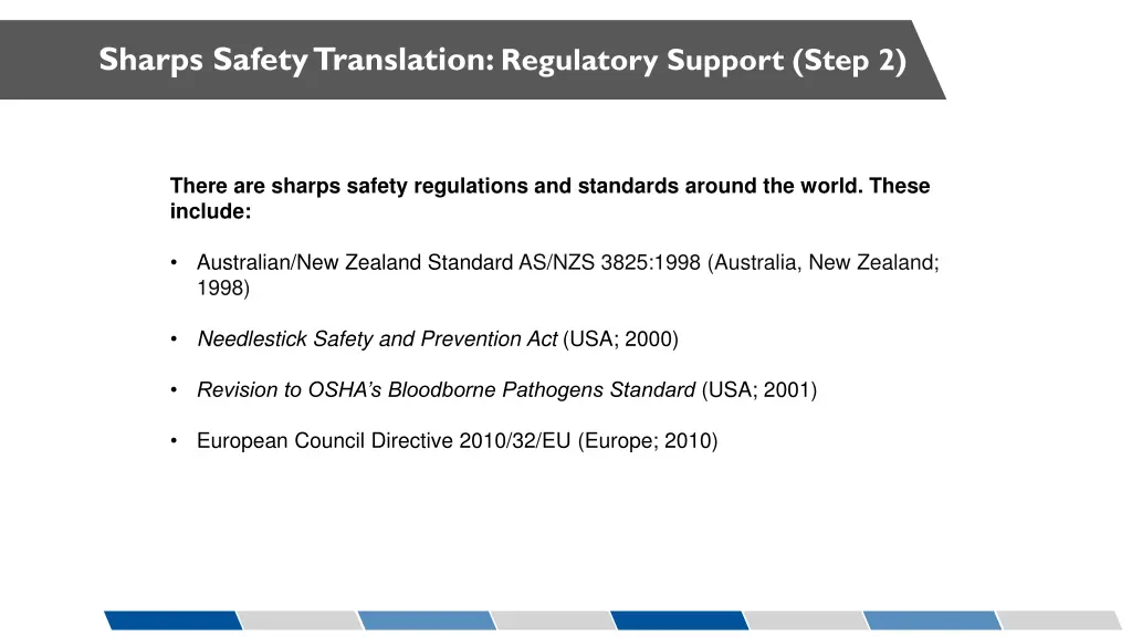 sharps safety translation regulatory support step