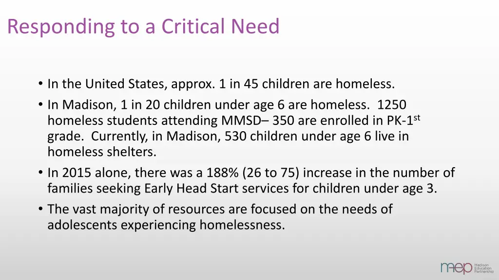 responding to a critical need