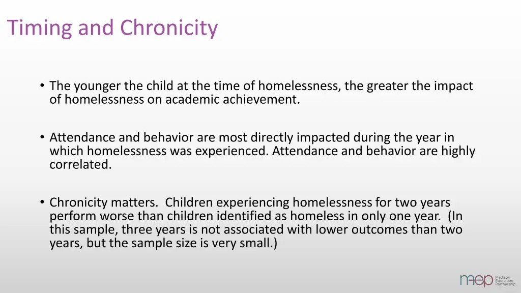 timing and chronicity