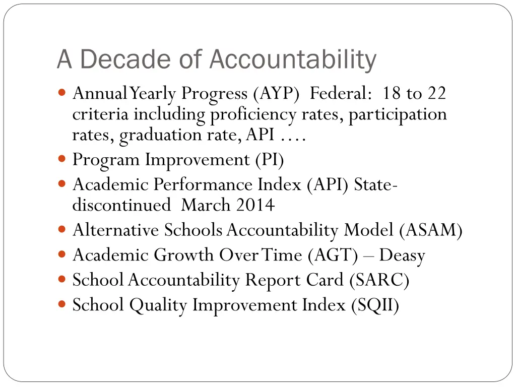 a decade of accountability annual yearly progress