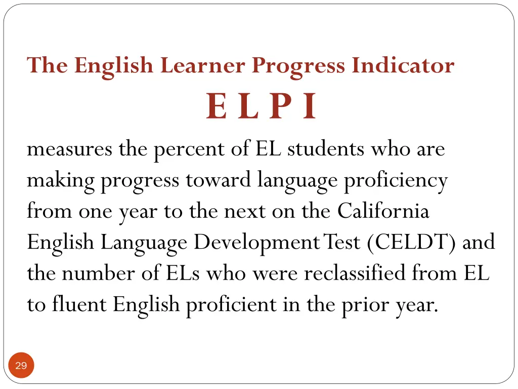 the english learner progress indicator