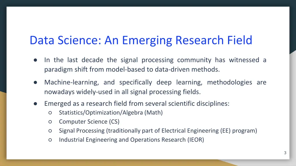 data science an emerging research field