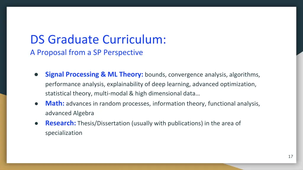 ds graduate curriculum a proposal from