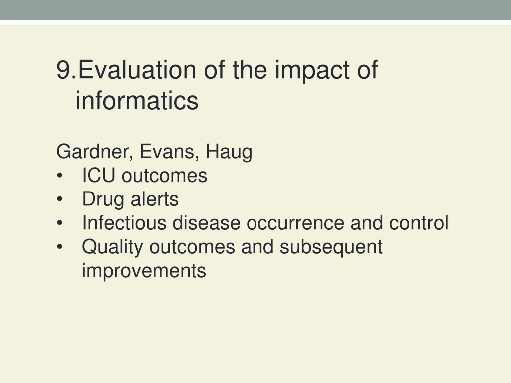 9 evaluation of the impact of informatics
