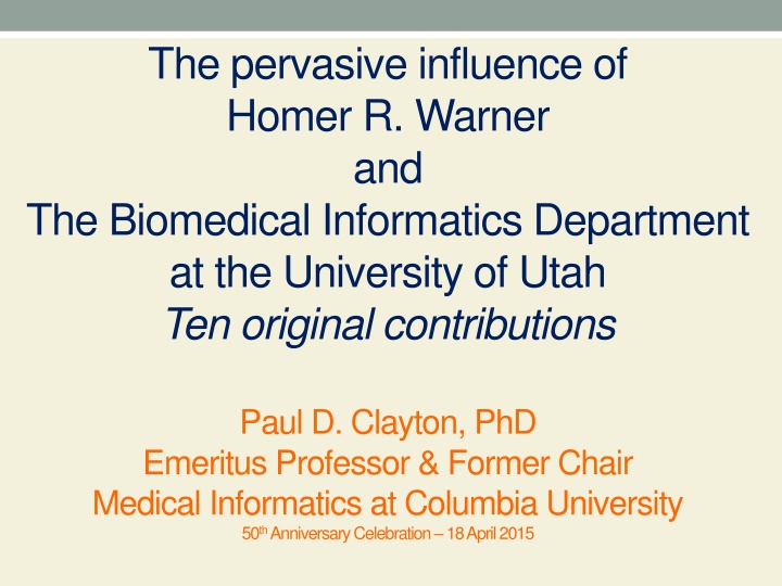 the pervasive influence of homer r warner