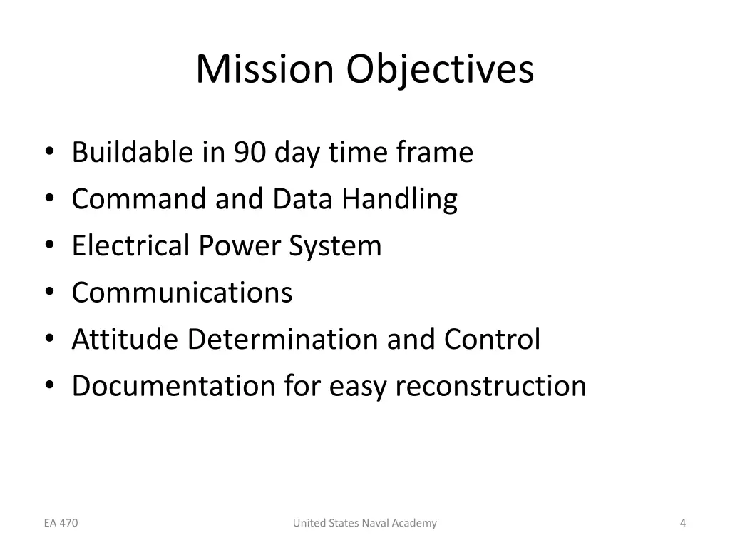 mission objectives