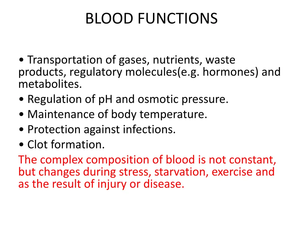 blood functions