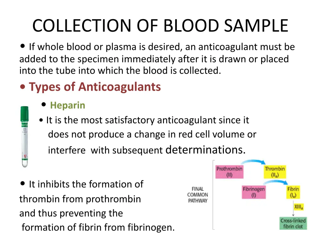 collection of blood sample if whole blood