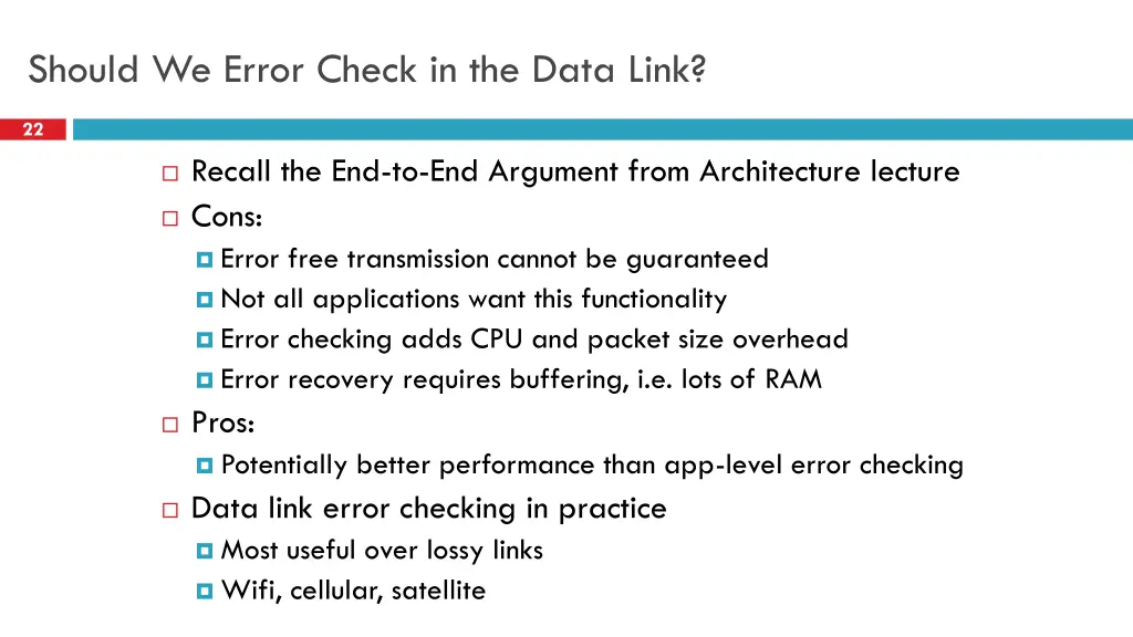 should we error check in the data link