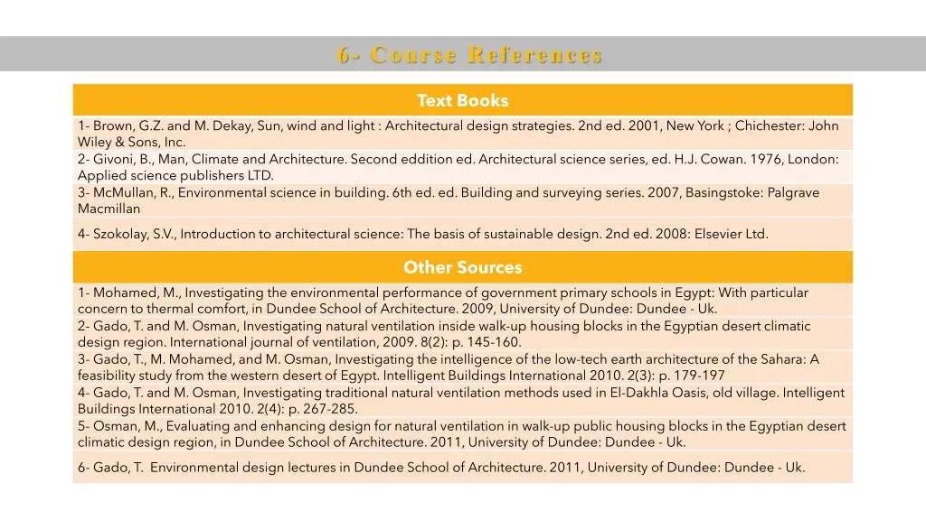 6 course references