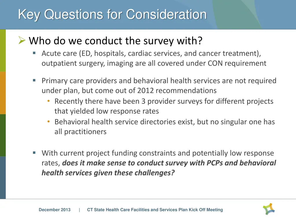 key questions for consideration