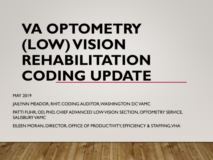 va optometry low vision rehabilitation coding