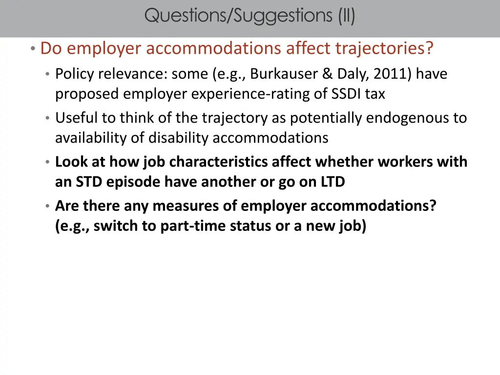 questions suggestions ii