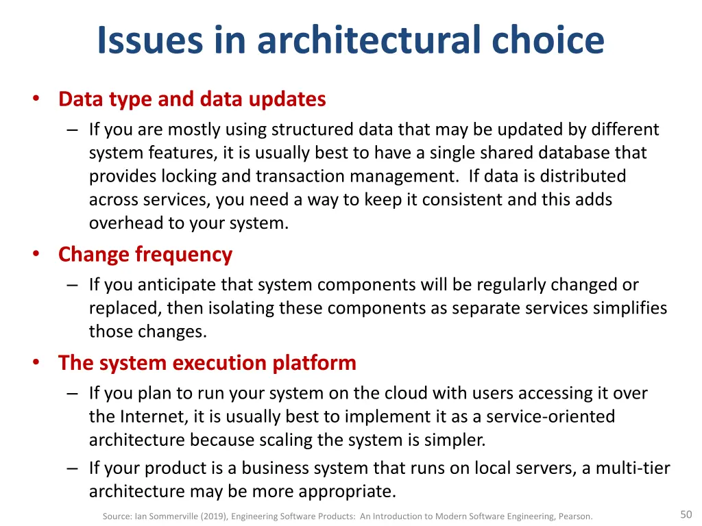 issues in architectural choice