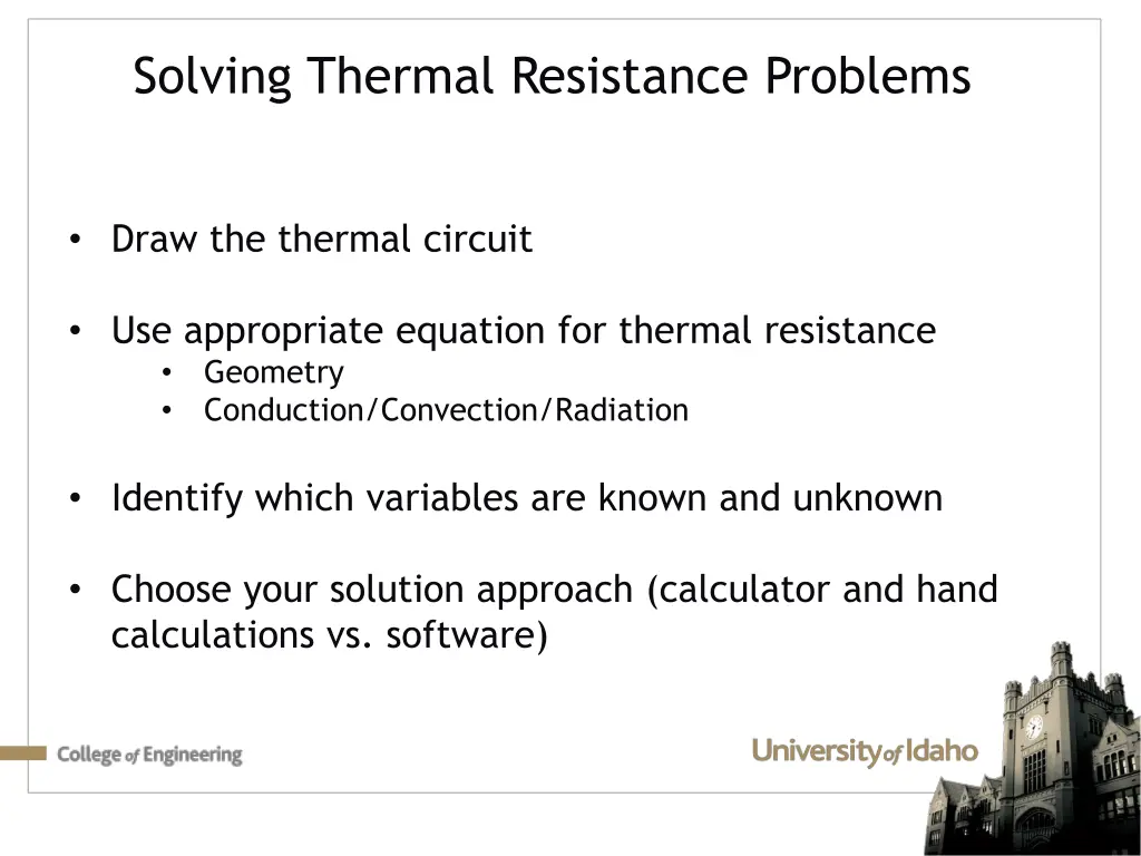 solving thermal resistance problems