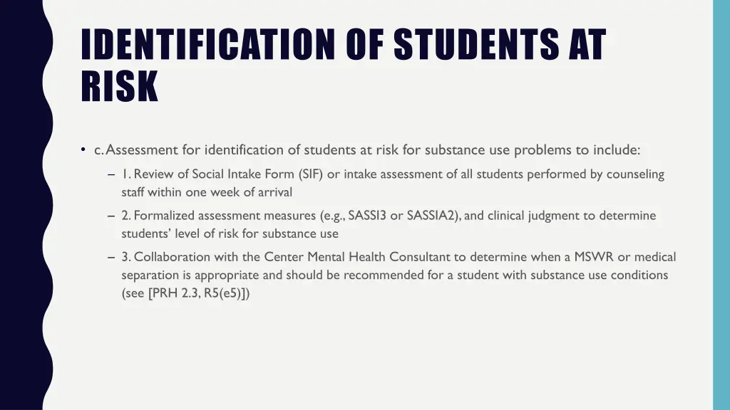 identification of students at risk