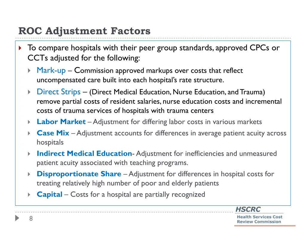 roc adjustment factors